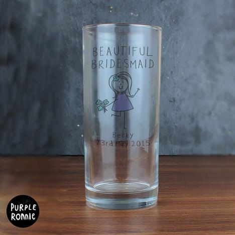 Personalised Purple Ronnie Female Wedding Hi Ball Glass Extra Image 2